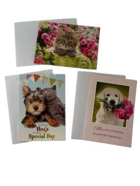🦋 5/$25 - Dogs and Cats Themed Birthday Card Set